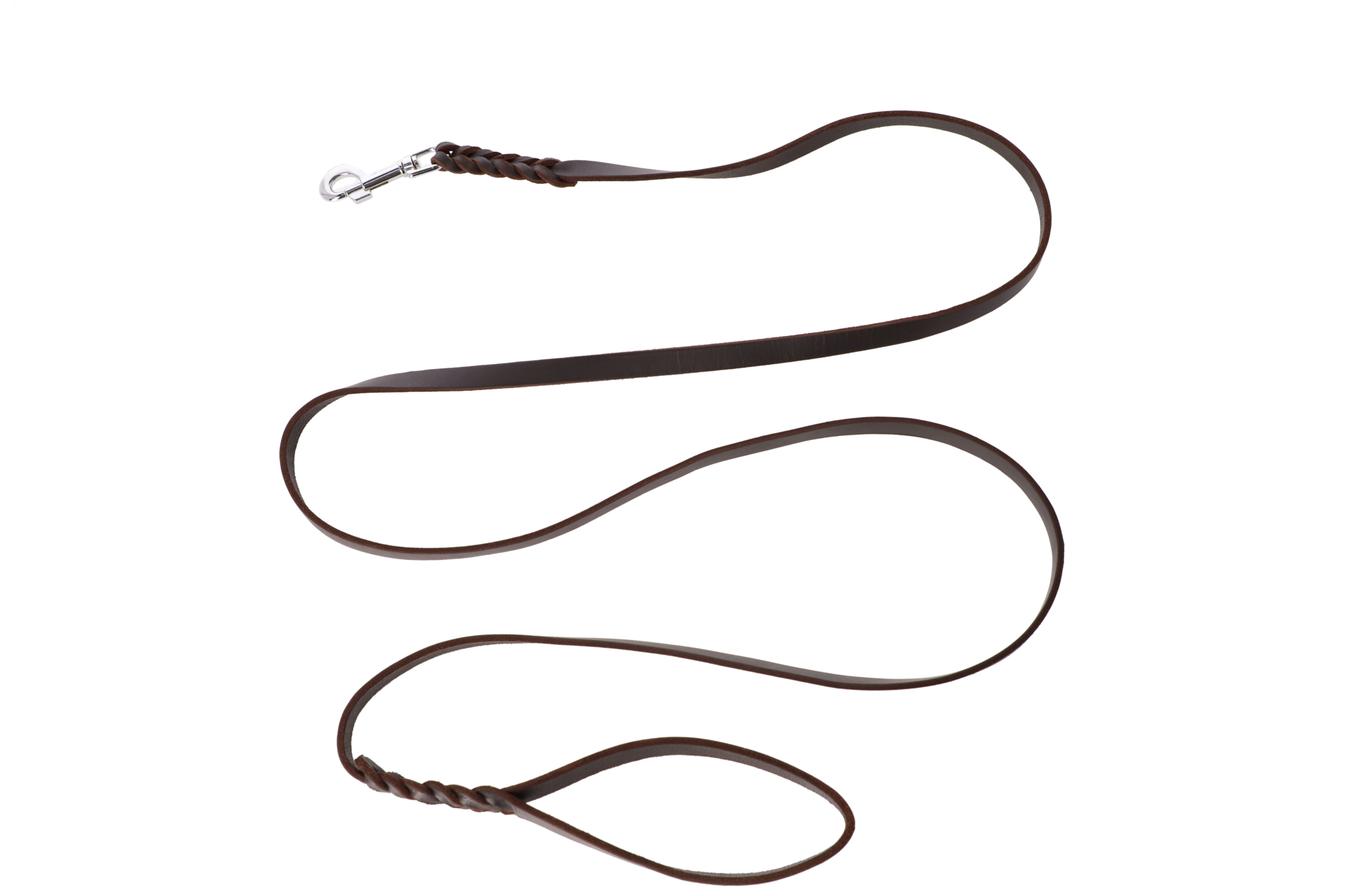 Traditionelle weiche geflochtene Lederleine mit Handschlaufe aus naturbelassenem Rindsleder, langlebig und schmutzresistent.
