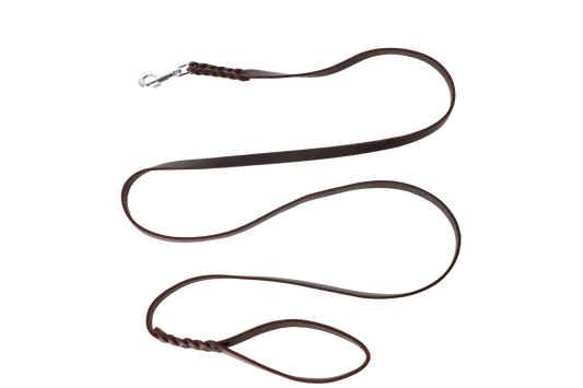 Traditionelle weiche geflochtene Lederleine mit Handschlaufe aus naturbelassenem Rindsleder, langlebig und schmutzresistent.