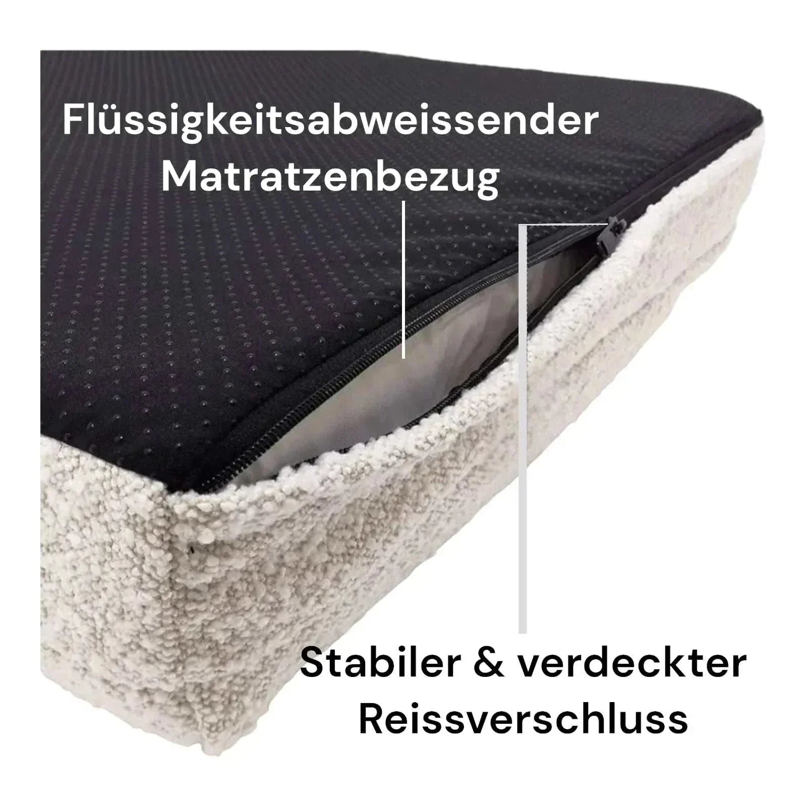 Hundebett Barklay mit Viskoschaummatratze und waschbarem Bouclébezug