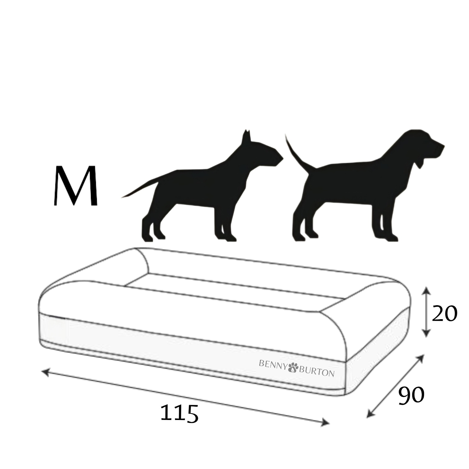 Hundebett Barklay mit Viskoseschaummatratze und waschbarem Bouclé Bezug Größenangaben