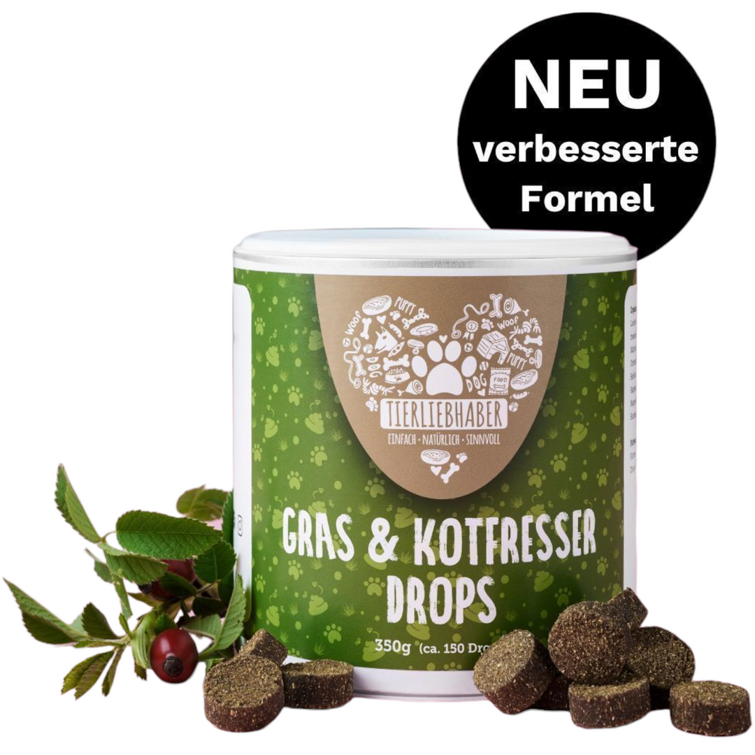 Gras und Kotfresser Drops VF natürlicher Hundesnack gegen Sodbrennen.