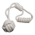 Load image into Gallery viewer, Tauseil Hundekauspielzeug aus Hanffasern und ungebleichter Baumwolle mit Handschlaufe und Ball und Knoten