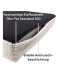 Bild in Galerie-Betrachter laden, Close-up of Hundebett Barklay S with washable boucle cover and stable non-slip base showing high-quality fabric selection and zipper detail