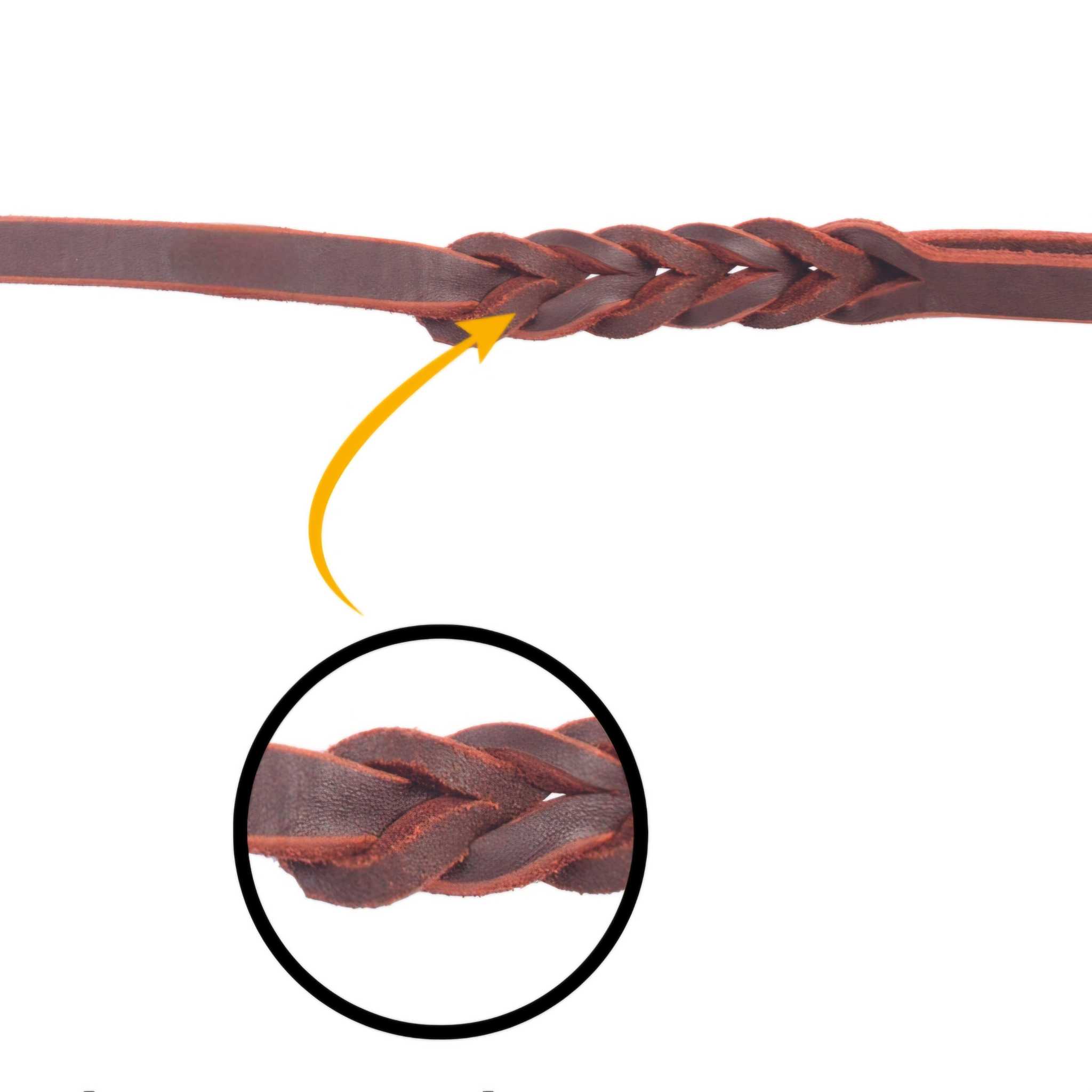 Traditionelle weiche geflochtene Lederleine mit Handschlaufe, aus naturbelassenem Rindsleder, langlebig und schmutzresistent.