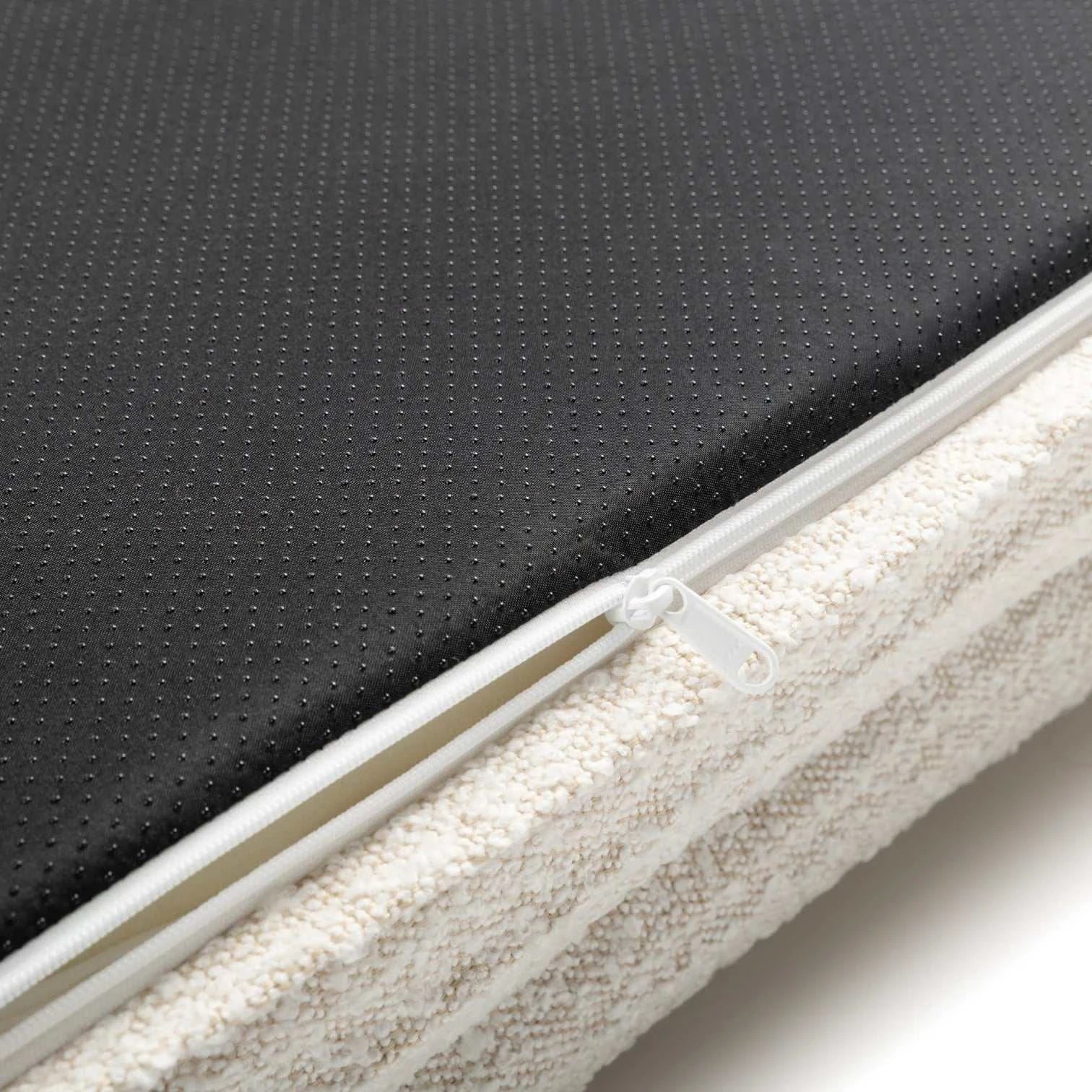 Dog bed FRED S with viscose foam mattress and washable bouclé cover