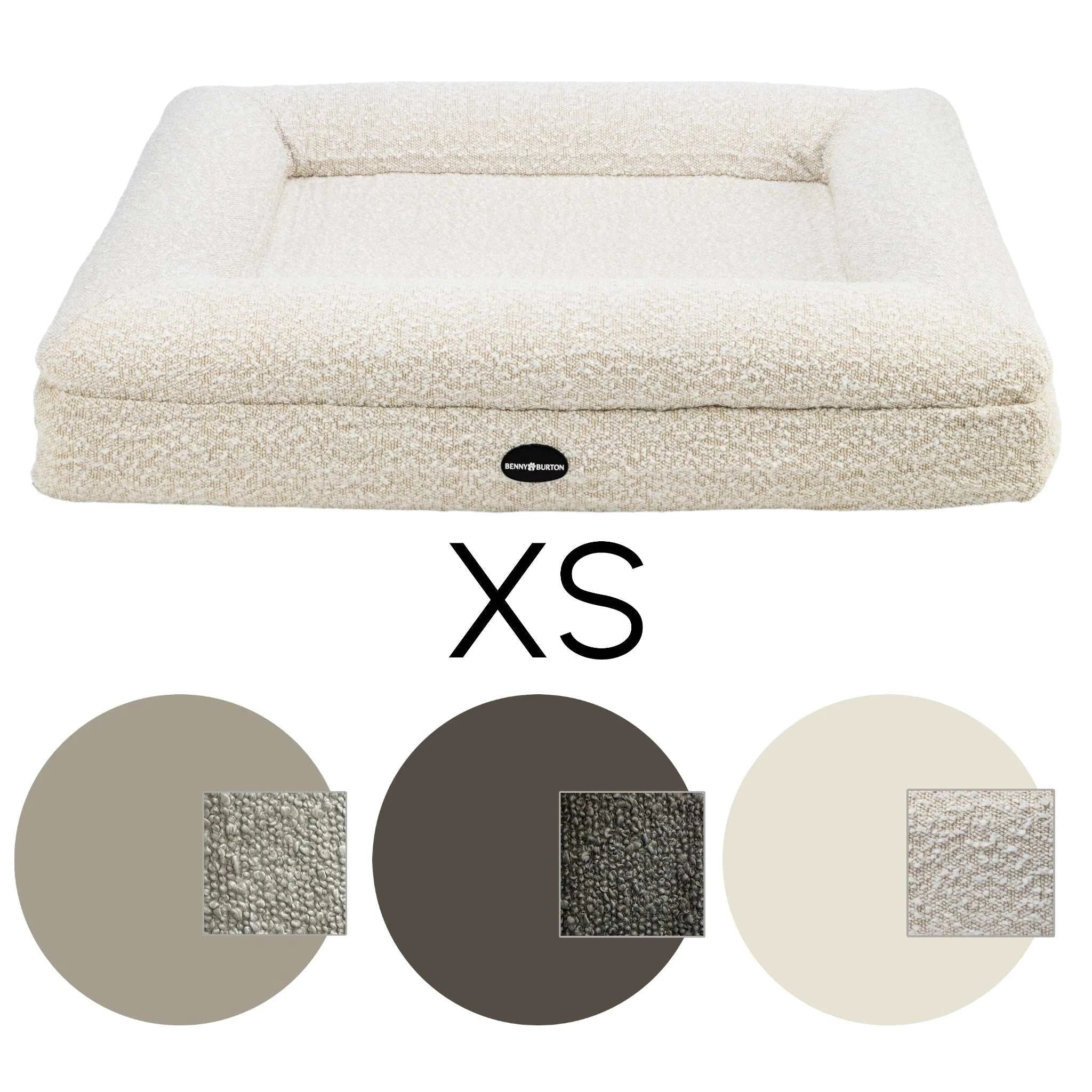 Dog bed FRED S with viscose foam mattress and washable bouclé cover