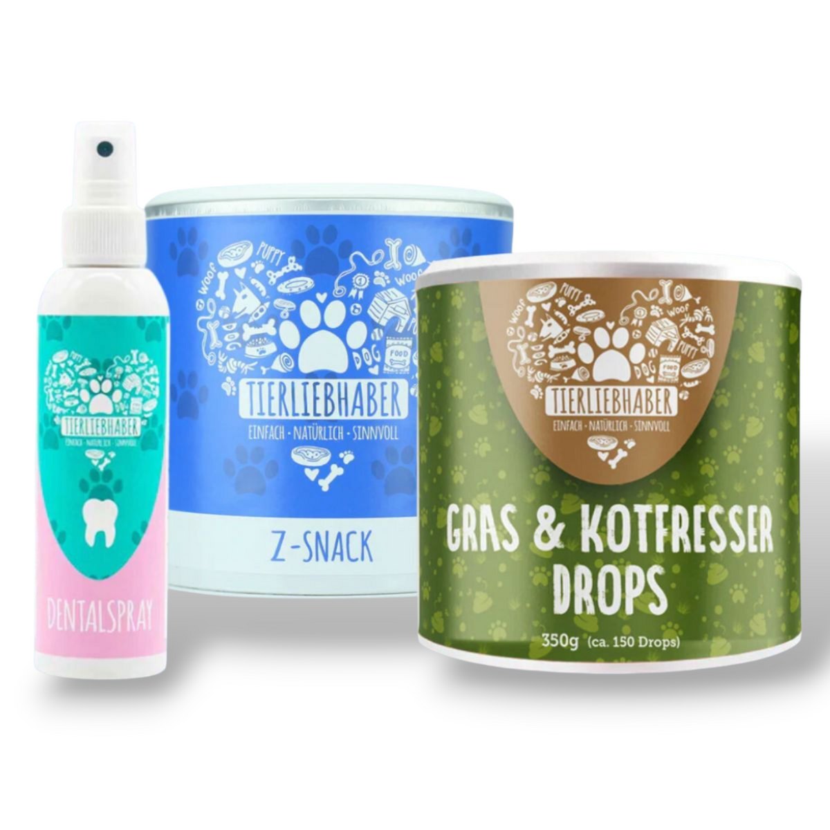 Frühlings Bundle von Tierliebhaber including natural dietary supplements for dogs with digestive issues.