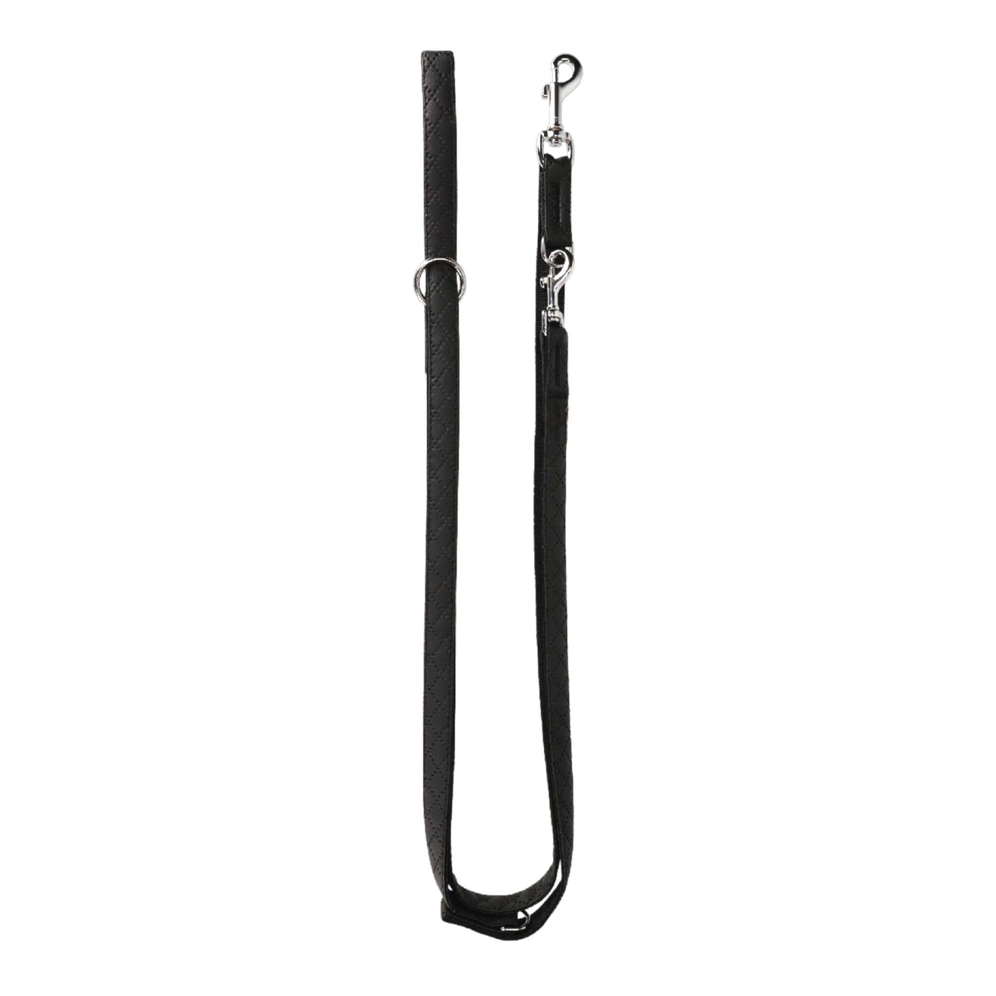 Adjustable black nylon leash with rhombus design, durable and weather-resistant, from the Terra collection.