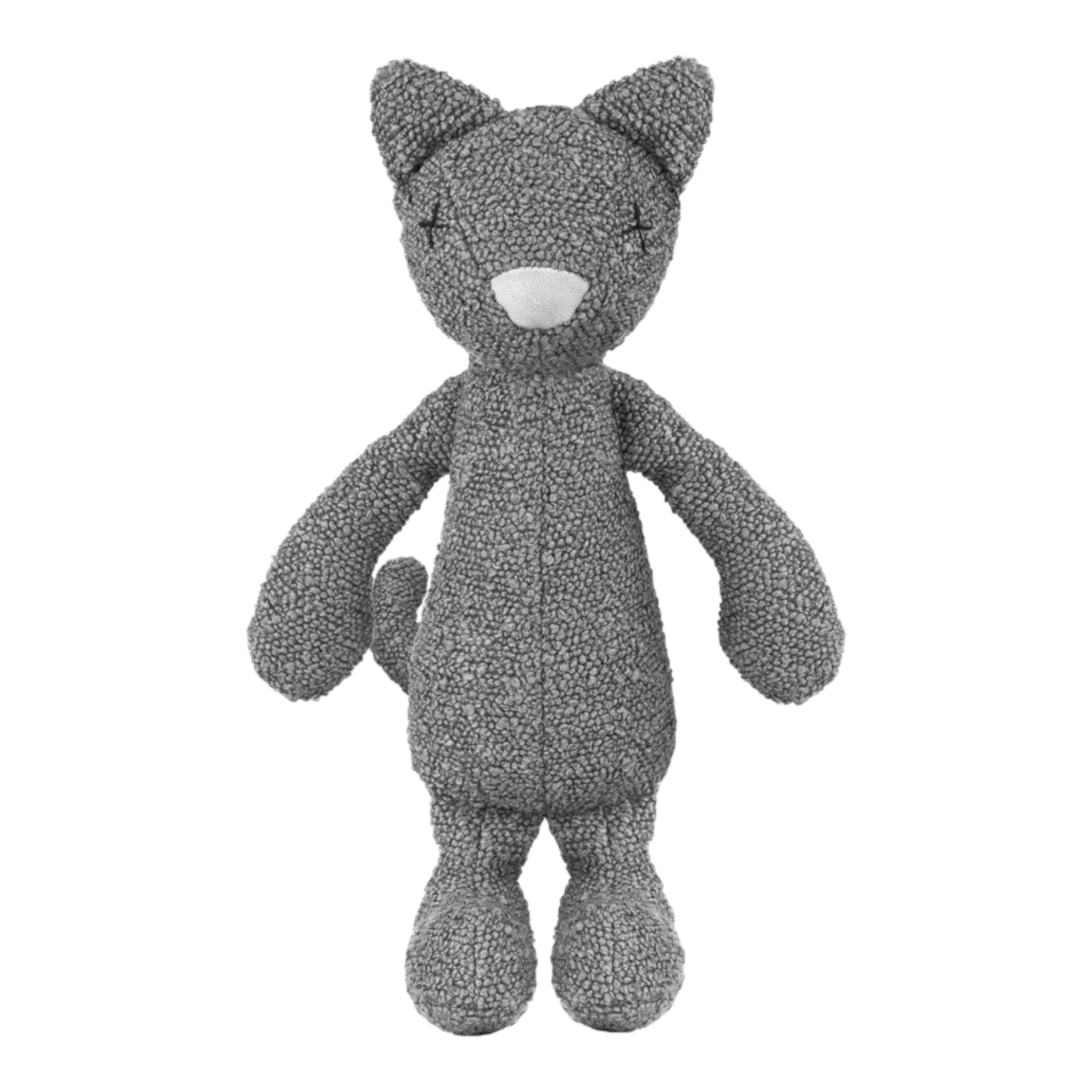 kuscheltier carlo die katze mit knisterohren und robustem boucle stoff  Produktansicht