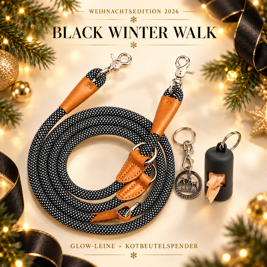 Reflective leash GLOW highly reflective, adjustable in length and vegan