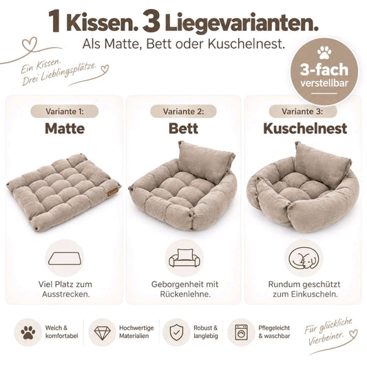 Dog mat Pebbles velvety soft with three different lying options 